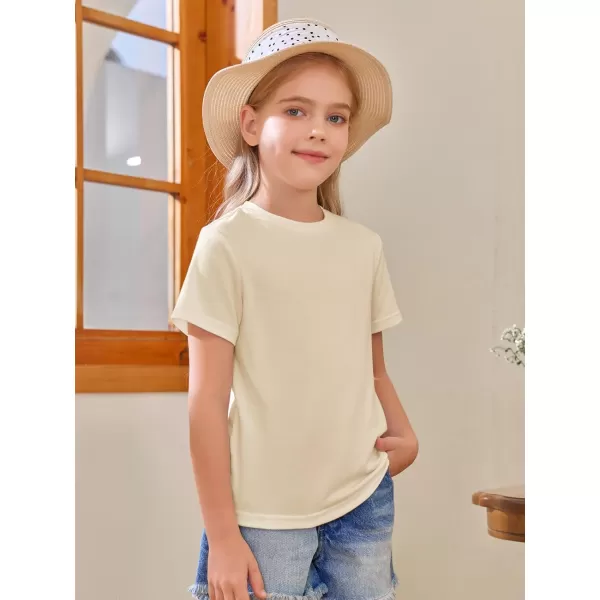 Girls Short Sleeve T Shirts Kids Summer Tops Crewneck Tees 5-14 Years