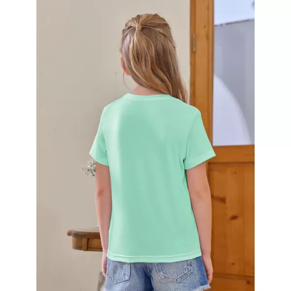 Girls Short Sleeve T Shirts Kids Summer Tops Crewneck Tees 5-14 Years