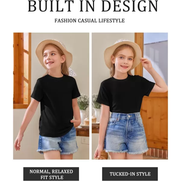 Girls Short Sleeve T Shirts Kids Summer Tops Crewneck Tees 5-14 Years