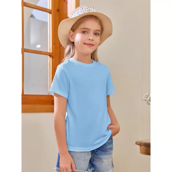 Girls Short Sleeve T Shirts Kids Summer Tops Crewneck Tees 5-14 Years