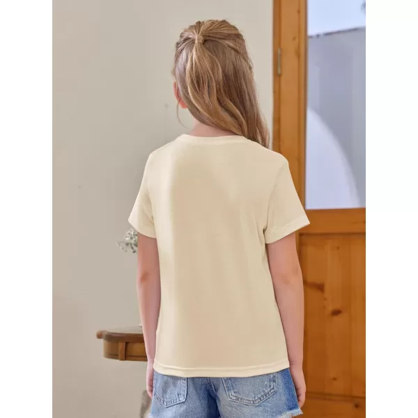 Girls Short Sleeve T Shirts Kids Summer Tops Crewneck Tees 5-14 Years