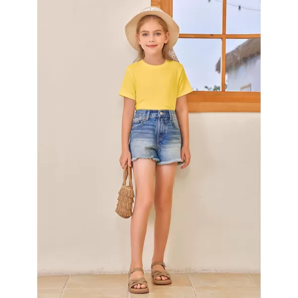 Girls Short Sleeve T Shirts Kids Summer Tops Crewneck Tees 5-14 Years
