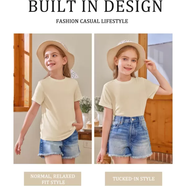 Girls Short Sleeve T Shirts Kids Summer Tops Crewneck Tees 5-14 Years