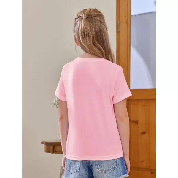 Girls Short Sleeve T Shirts Kids Summer Tops Crewneck Tees 5-14 Years