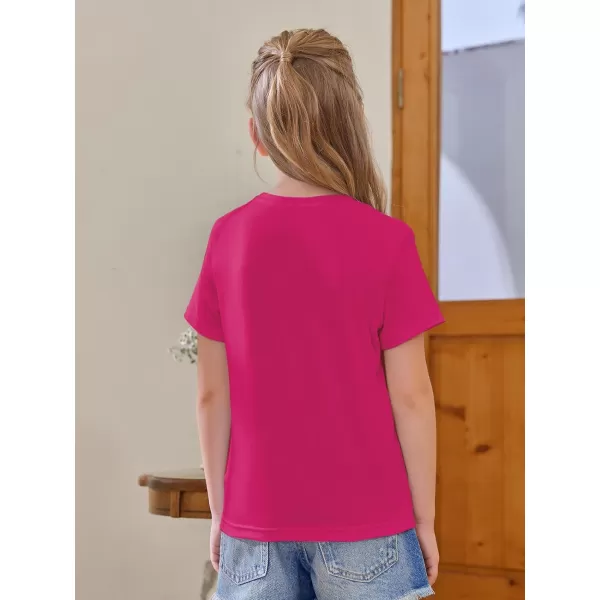Girls Short Sleeve T Shirts Kids Summer Tops Crewneck Tees 5-14 Years