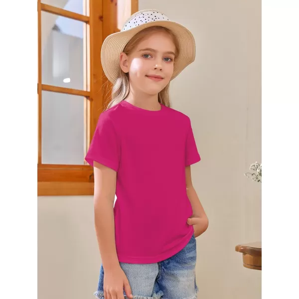 Girls Short Sleeve T Shirts Kids Summer Tops Crewneck Tees 5-14 Years