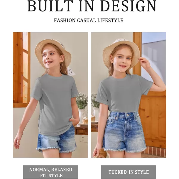 Girls Short Sleeve T Shirts Kids Summer Tops Crewneck Tees 5-14 Years