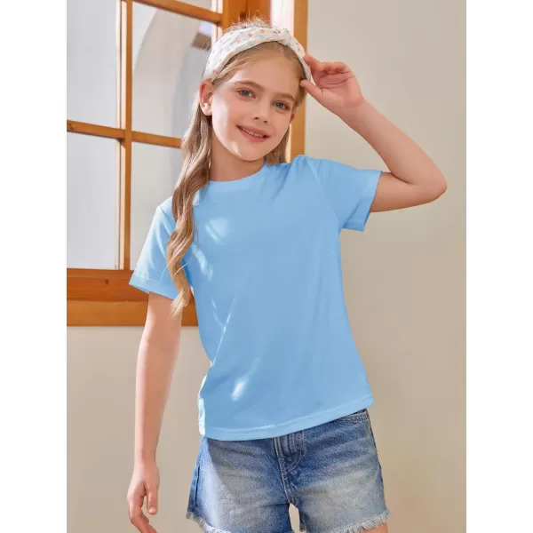 Girls Short Sleeve T Shirts Kids Summer Tops Crewneck Tees 5-14 Years