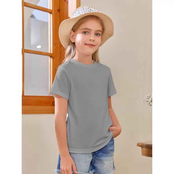 Girls Short Sleeve T Shirts Kids Summer Tops Crewneck Tees 5-14 Years