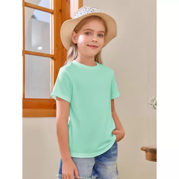 Girls Short Sleeve T Shirts Kids Summer Tops Crewneck Tees 5-14 Years
