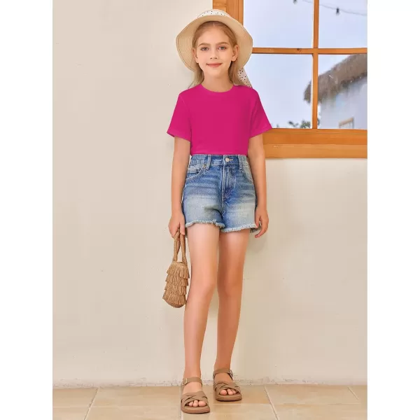 Girls Short Sleeve T Shirts Kids Summer Tops Crewneck Tees 5-14 Years