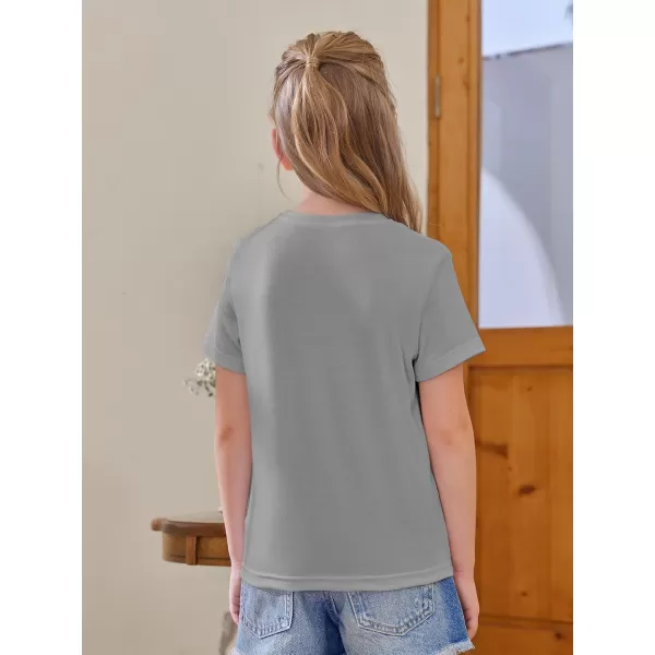 Girls Short Sleeve T Shirts Kids Summer Tops Crewneck Tees 5-14 Years