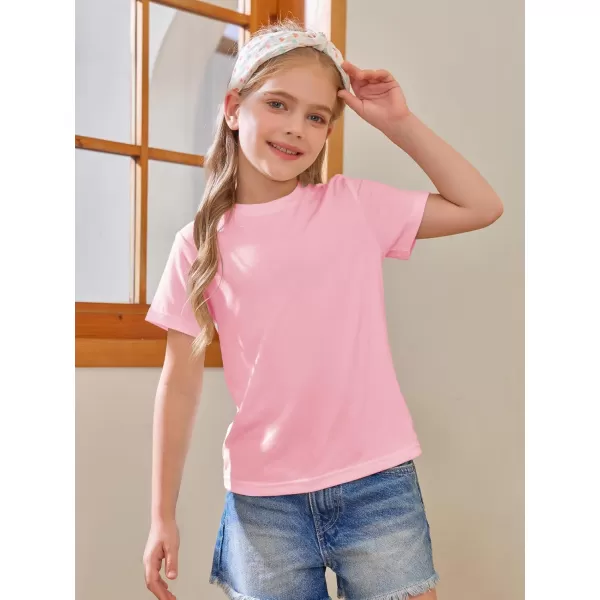 Girls Short Sleeve T Shirts Kids Summer Tops Crewneck Tees 5-14 Years