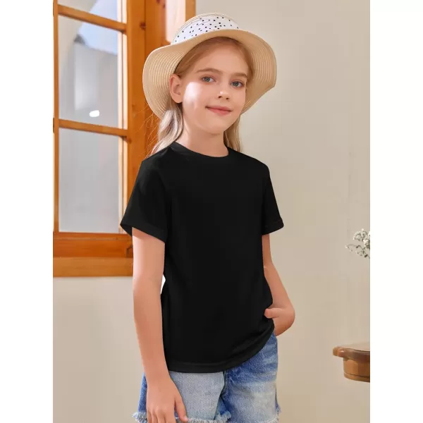 Girls Short Sleeve T Shirts Kids Summer Tops Crewneck Tees 5-14 Years