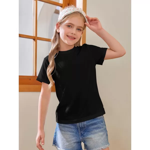 Girls Short Sleeve T Shirts Kids Summer Tops Crewneck Tees 5-14 Years