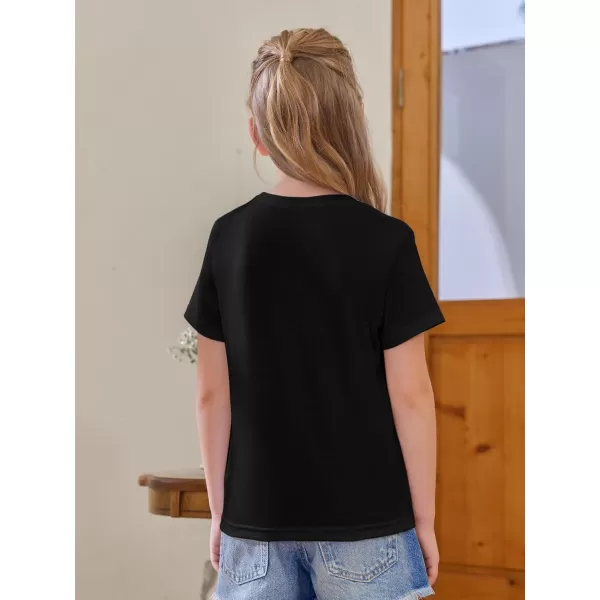 Girls Short Sleeve T Shirts Kids Summer Tops Crewneck Tees 5-14 Years