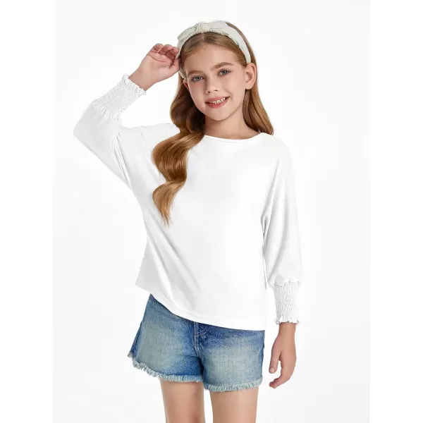 Haloumoning Girls' 3/4 Sleeve T Shirts Summer Cute Crewneck Basic Tees Ruffle Casual Blouse for 5-14Y