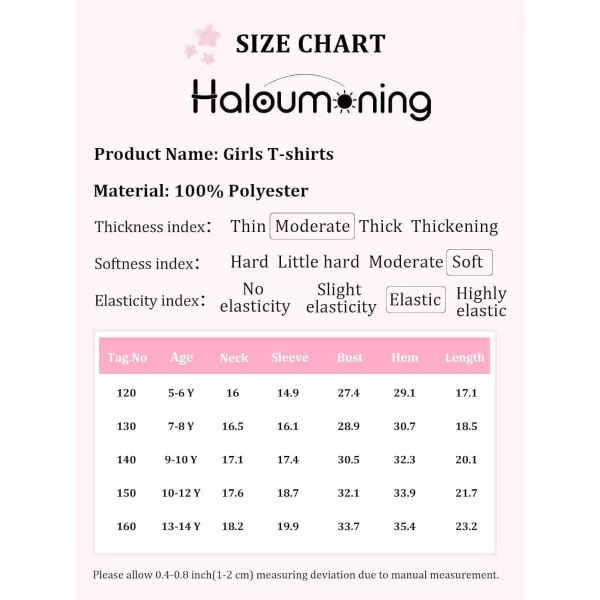 Haloumoning Girls' 3/4 Sleeve T Shirts Summer Cute Crewneck Basic Tees Ruffle Casual Blouse for 5-14Y