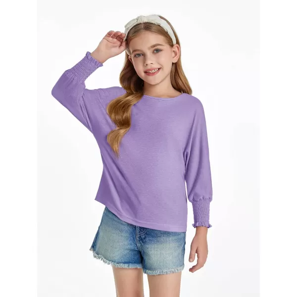 Haloumoning Girls' 3/4 Sleeve T Shirts Summer Cute Crewneck Basic Tees Ruffle Casual Blouse for 5-14Y
