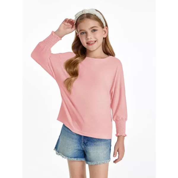 Haloumoning Girls' 3/4 Sleeve T Shirts Summer Cute Crewneck Basic Tees Ruffle Casual Blouse for 5-14Y