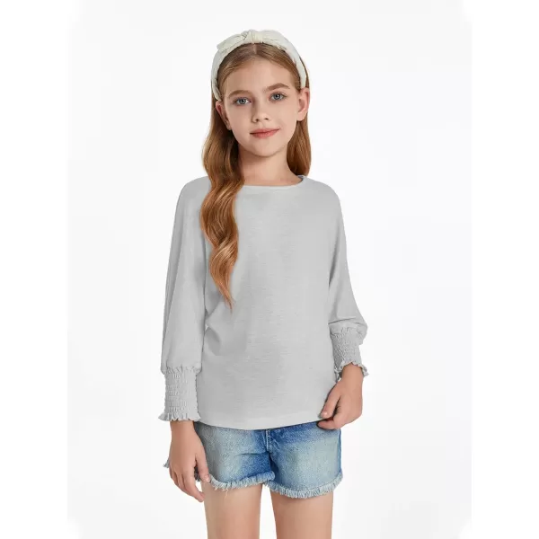 Haloumoning Girls' 3/4 Sleeve T Shirts Summer Cute Crewneck Basic Tees Ruffle Casual Blouse for 5-14Y