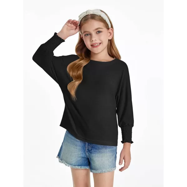 Haloumoning Girls' 3/4 Sleeve T Shirts Summer Cute Crewneck Basic Tees Ruffle Casual Blouse for 5-14Y