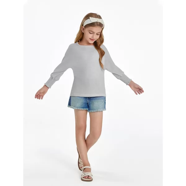 Haloumoning Girls' 3/4 Sleeve T Shirts Summer Cute Crewneck Basic Tees Ruffle Casual Blouse for 5-14Y