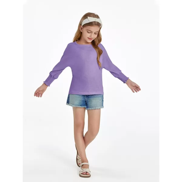 Haloumoning Girls' 3/4 Sleeve T Shirts Summer Cute Crewneck Basic Tees Ruffle Casual Blouse for 5-14Y