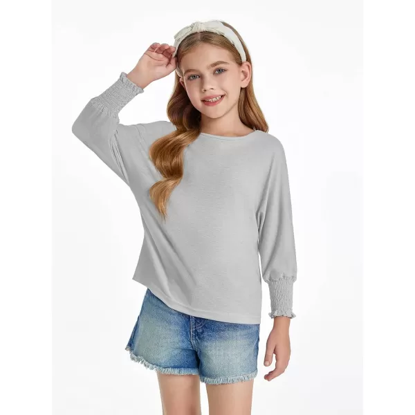 Haloumoning Girls' 3/4 Sleeve T Shirts Summer Cute Crewneck Basic Tees Ruffle Casual Blouse for 5-14Y