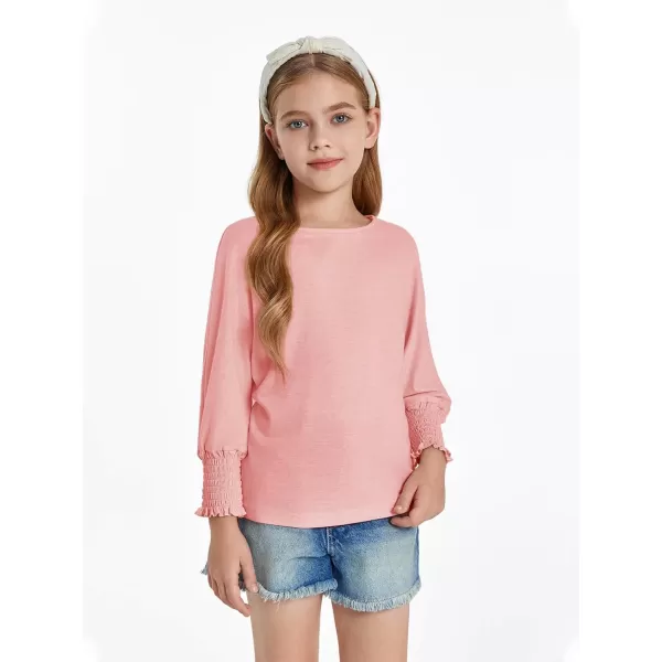 Haloumoning Girls' 3/4 Sleeve T Shirts Summer Cute Crewneck Basic Tees Ruffle Casual Blouse for 5-14Y