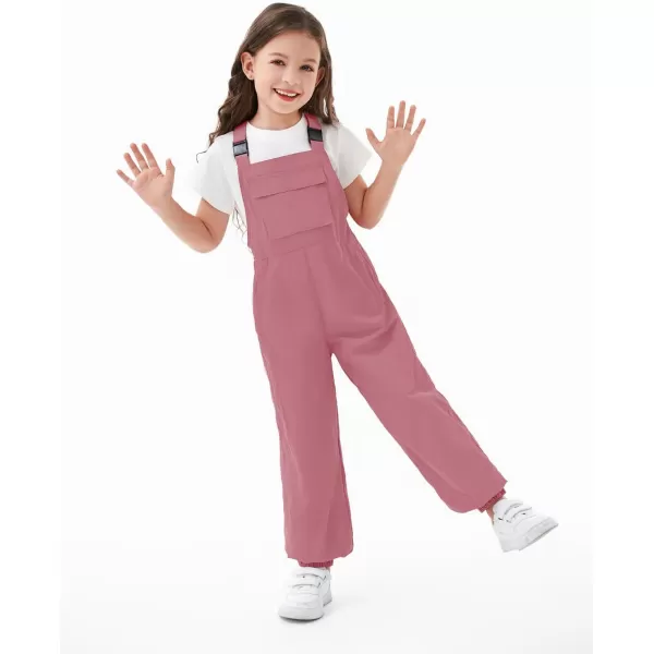 Haloumoning Girls Bib Overalls Summer Outfits Adjustable Strap Long Pants Casual Rompers Jumpsuits with Pockets 5-14 Years