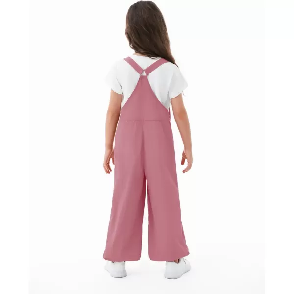 Haloumoning Girls Bib Overalls Summer Outfits Adjustable Strap Long Pants Casual Rompers Jumpsuits with Pockets 5-14 Years