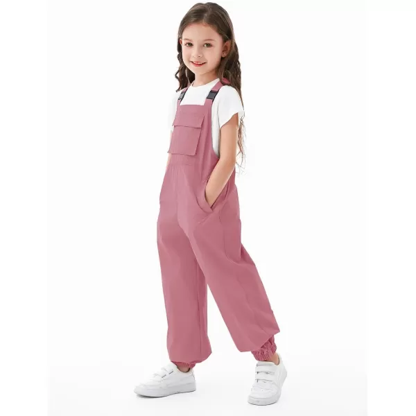Haloumoning Girls Bib Overalls Summer Outfits Adjustable Strap Long Pants Casual Rompers Jumpsuits with Pockets 5-14 Years