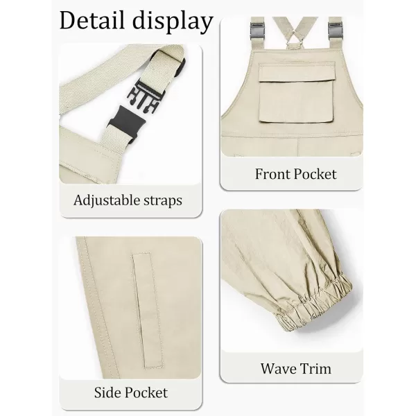 Haloumoning Girls Bib Overalls Summer Outfits Adjustable Strap Long Pants Casual Rompers Jumpsuits with Pockets 5-14 Years
