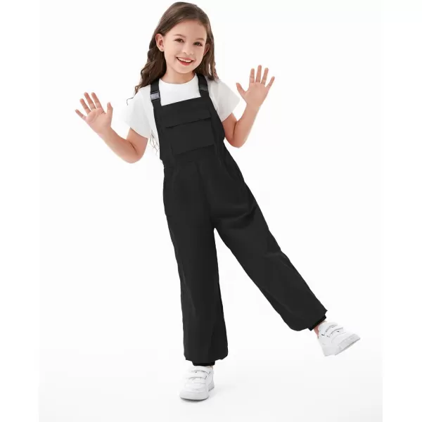 Haloumoning Girls Bib Overalls Summer Outfits Adjustable Strap Long Pants Casual Rompers Jumpsuits with Pockets 5-14 Years