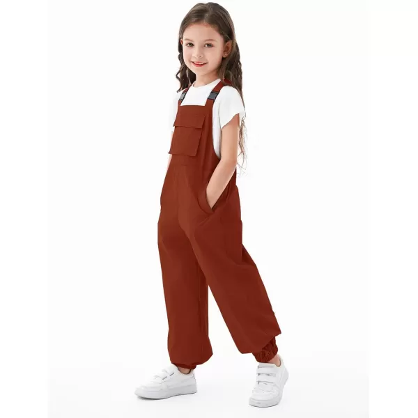 Haloumoning Girls Bib Overalls Summer Outfits Adjustable Strap Long Pants Casual Rompers Jumpsuits with Pockets 5-14 Years