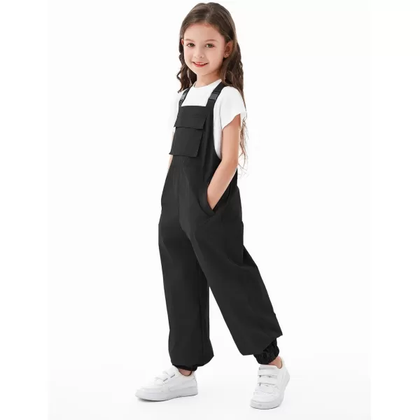 Haloumoning Girls Bib Overalls Summer Outfits Adjustable Strap Long Pants Casual Rompers Jumpsuits with Pockets 5-14 Years