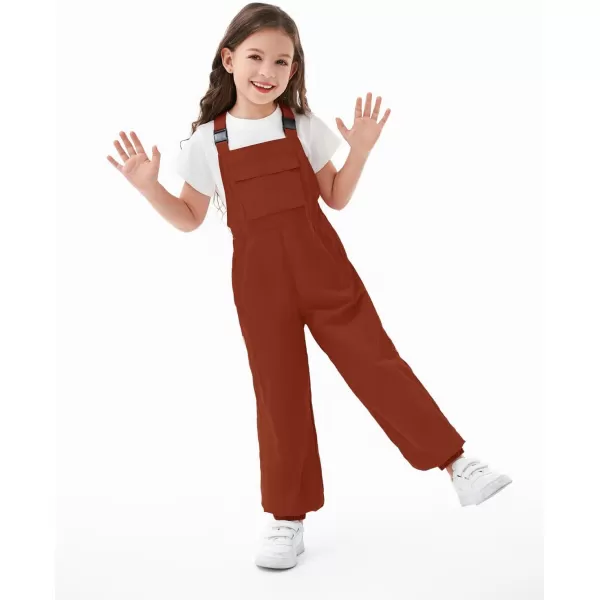Haloumoning Girls Bib Overalls Summer Outfits Adjustable Strap Long Pants Casual Rompers Jumpsuits with Pockets 5-14 Years