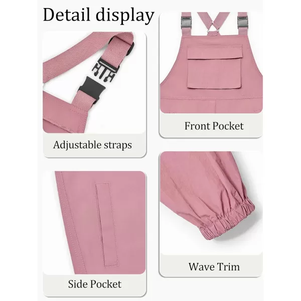 Haloumoning Girls Bib Overalls Summer Outfits Adjustable Strap Long Pants Casual Rompers Jumpsuits with Pockets 5-14 Years