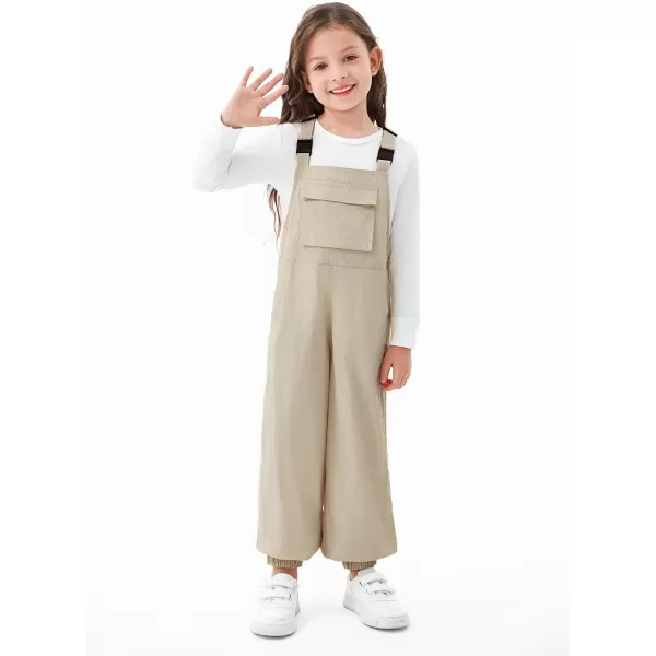 Haloumoning Girls Bib Overalls Summer Outfits Adjustable Strap Long Pants Casual Rompers Jumpsuits with Pockets 5-14 Years