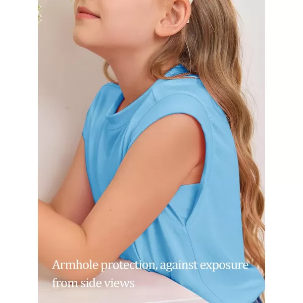 Haloumoning Girls Cap Sleeve Tops Summer Crewneck Tank Tops Cute T-Shirt Blouse 5-14 Years