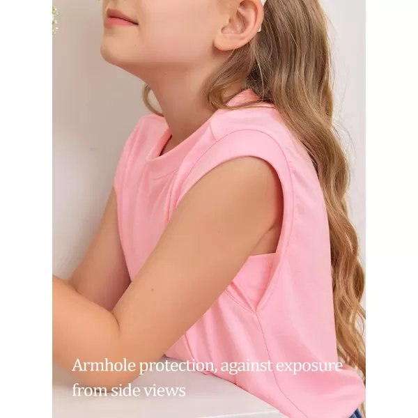 Haloumoning Girls Cap Sleeve Tops Summer Crewneck Tank Tops Cute T-Shirt Blouse 5-14 Years