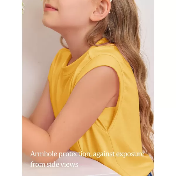 Haloumoning Girls Cap Sleeve Tops Summer Crewneck Tank Tops Cute T-Shirt Blouse 5-14 Years