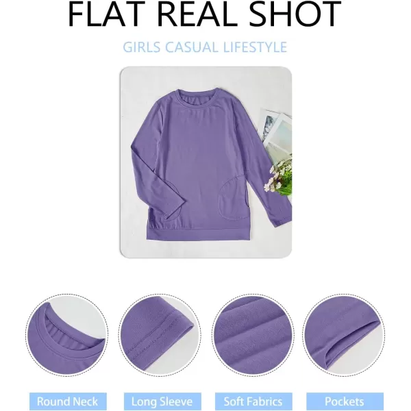 Haloumoning Girls Casual Short Sleeve T Shirts Color Block Tee Blouse Kids Loose Tunic Tops with Pockets Size 4-15