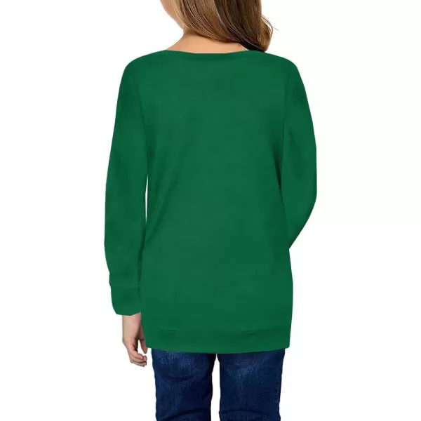 Haloumoning Girls Casual Short Sleeve T Shirts Color Block Tee Blouse Kids Loose Tunic Tops with Pockets Size 4-15