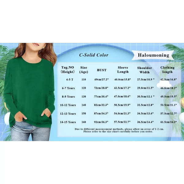 Haloumoning Girls Casual Short Sleeve T Shirts Color Block Tee Blouse Kids Loose Tunic Tops with Pockets Size 4-15