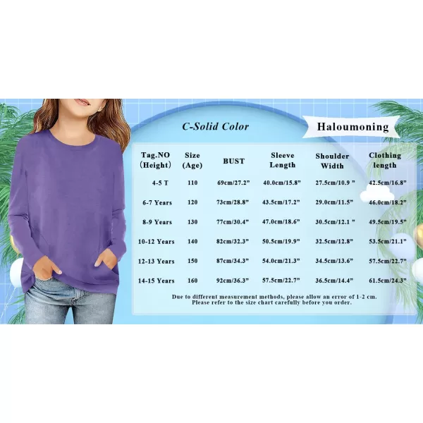 Haloumoning Girls Casual Short Sleeve T Shirts Color Block Tee Blouse Kids Loose Tunic Tops with Pockets Size 4-15