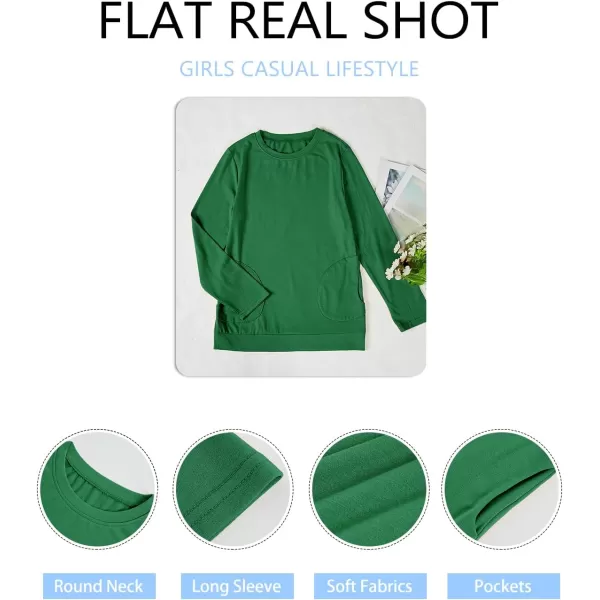 Haloumoning Girls Casual Short Sleeve T Shirts Color Block Tee Blouse Kids Loose Tunic Tops with Pockets Size 4-15