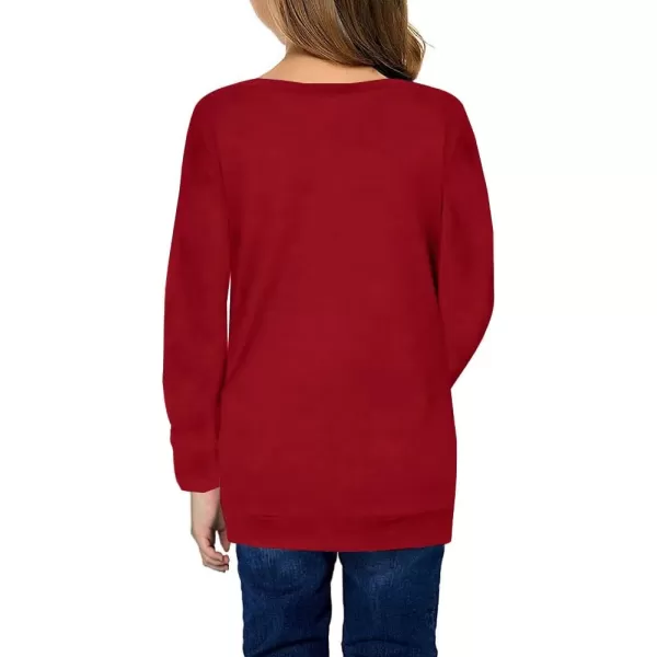 Haloumoning Girls Casual Short Sleeve T Shirts Color Block Tee Blouse Kids Loose Tunic Tops with Pockets Size 4-15