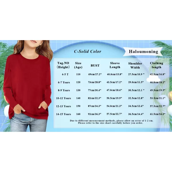Haloumoning Girls Casual Short Sleeve T Shirts Color Block Tee Blouse Kids Loose Tunic Tops with Pockets Size 4-15